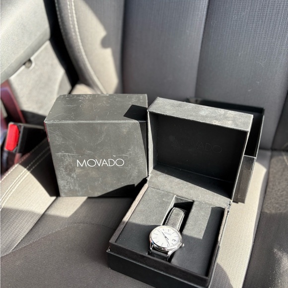 Movado Silver and Black Men's Watch - Picture 1 of 3